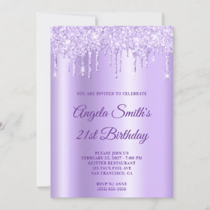Invitation Paillettes Violet Pâle Étincelant Laves Violet Omb