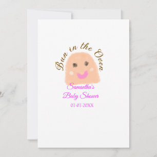 Invitation Pain dans le four beige boulette baby shower rose