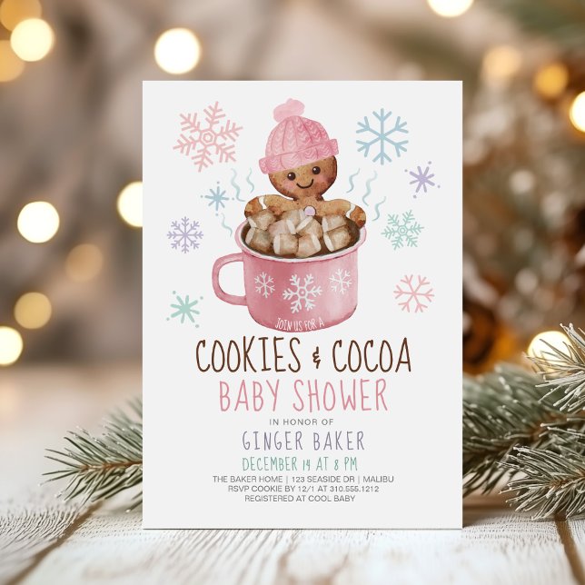 Invitation Pain d'épices Cookies et cacao Baby shower fille (Créateur téléchargé)