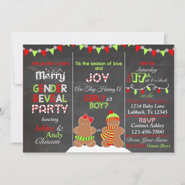 Invitation Pain d'épices de Noël Homme Révélation de genre In (Devant)