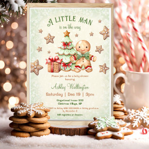 Invitation Pain d'épices Homme garçon Baby shower de Noël cla