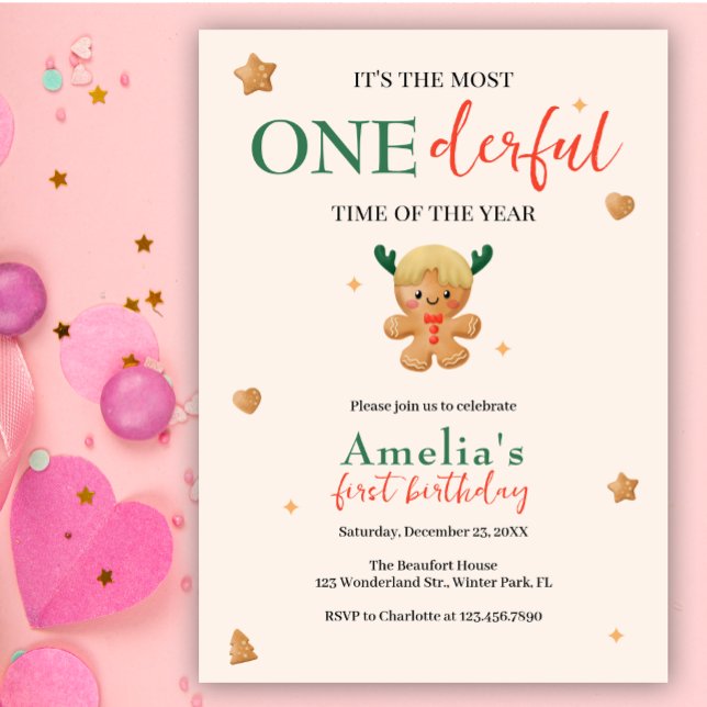 Invitation Pain d'épices mignon Nouvel anniversaire 1er (Créateur téléchargé)