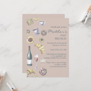 Invitation Pain & Vin ou Thé Fête des Mères Brunch