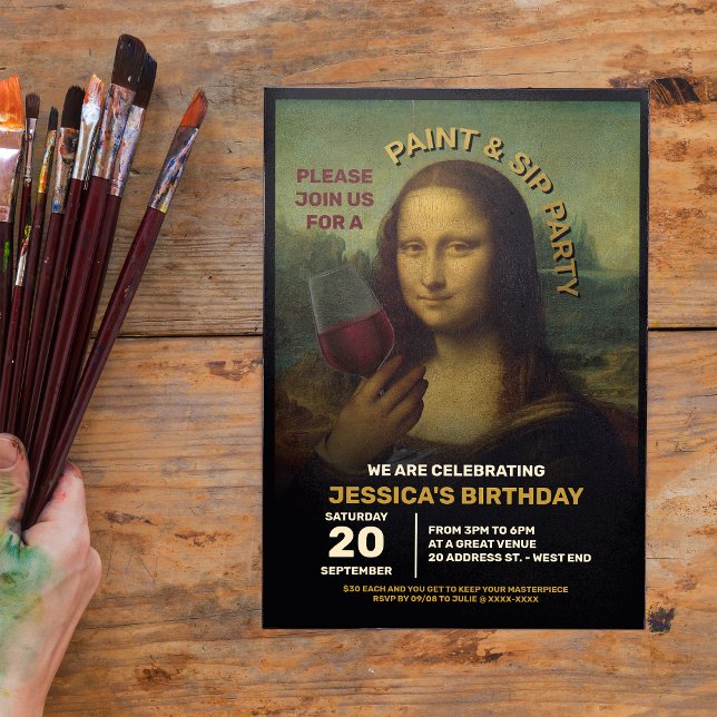 Invitation Paint and Sip Anniversaire (Créateur téléchargé)