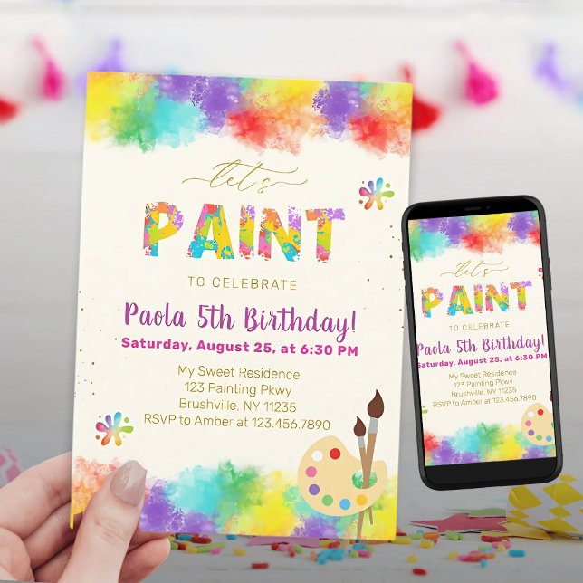 Invitation Paint Birthday Party - Art Birthday (Créateur téléchargé)