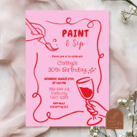 Paint et Sip Vintage rose et rouge rétro Anniversa