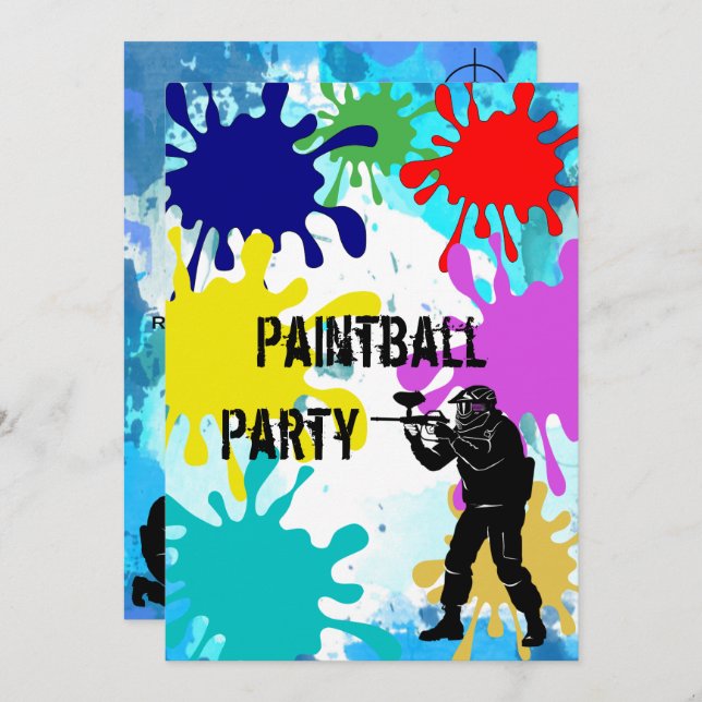 Invitation Paintball 12e anniversaire (Devant / Derrière)