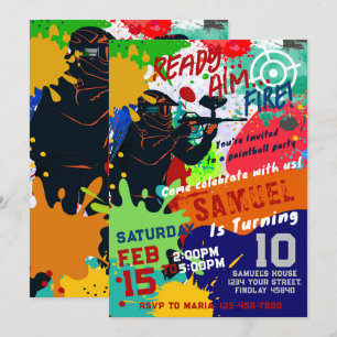 Invitation Paintball Anniversaire Invitation, Paintball Invit