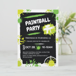 Invitation Paintball Birthday Party