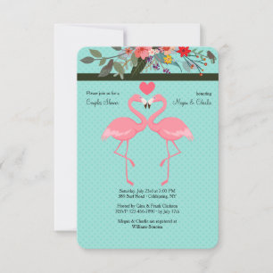 Invitation Paire de Flamants Roses
