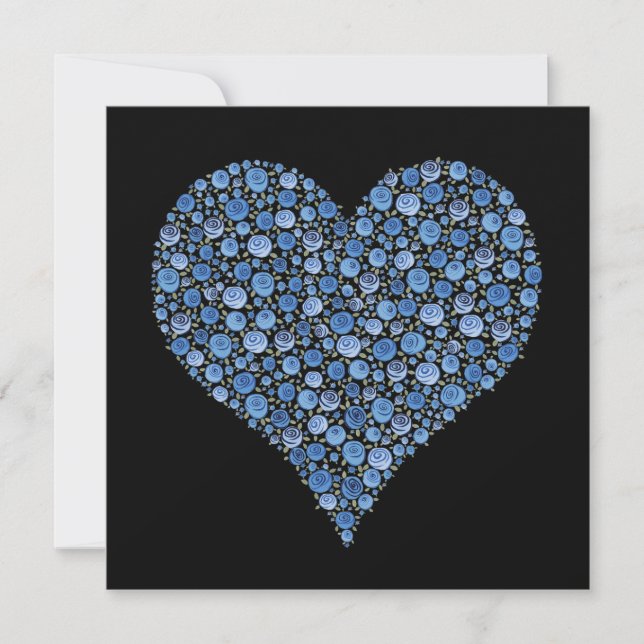 Invitation Paires de fiançailles de coeurs roses noir et bleu (Devant)