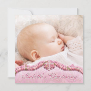 Invitation Paisley Green Rose Baby Girl