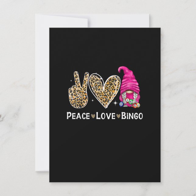 Invitation Paix Amour Bingo Amusant Amateur de Bingo Chanceux (Devant)
