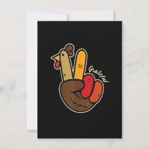 Invitation Paix Amour Dinde Grille Merci Signe de la main Din