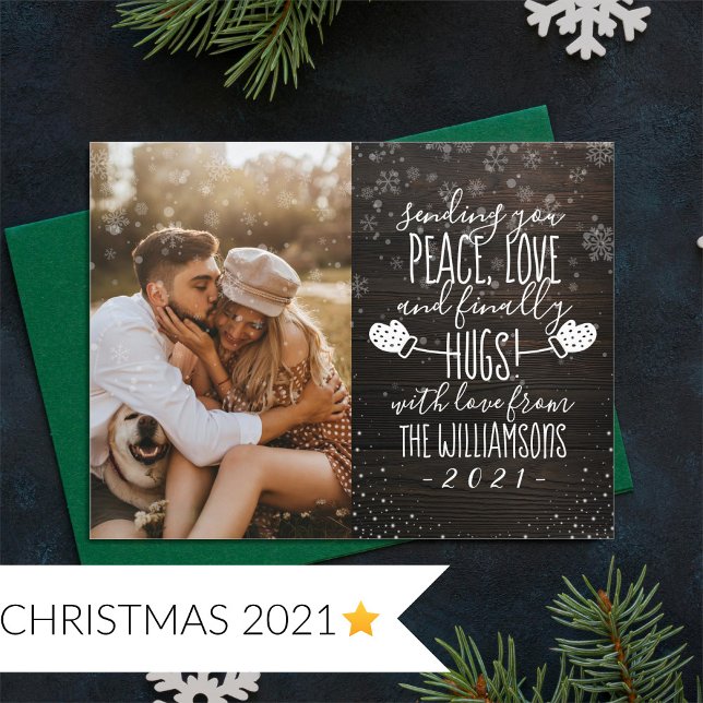 Invitation Paix, amour et enfin des câlins ! | Noël 2021 Phot (Créateur téléchargé)