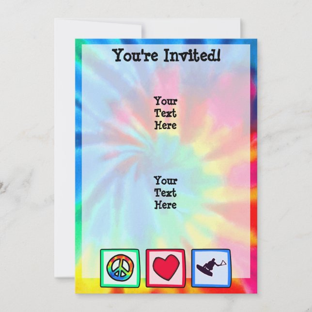 Invitation Paix, amour, wakeboard (Devant)