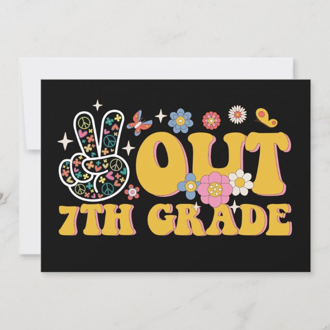 Invitation Paix dehors 7e année groovy dernier jour d'école (Devant)