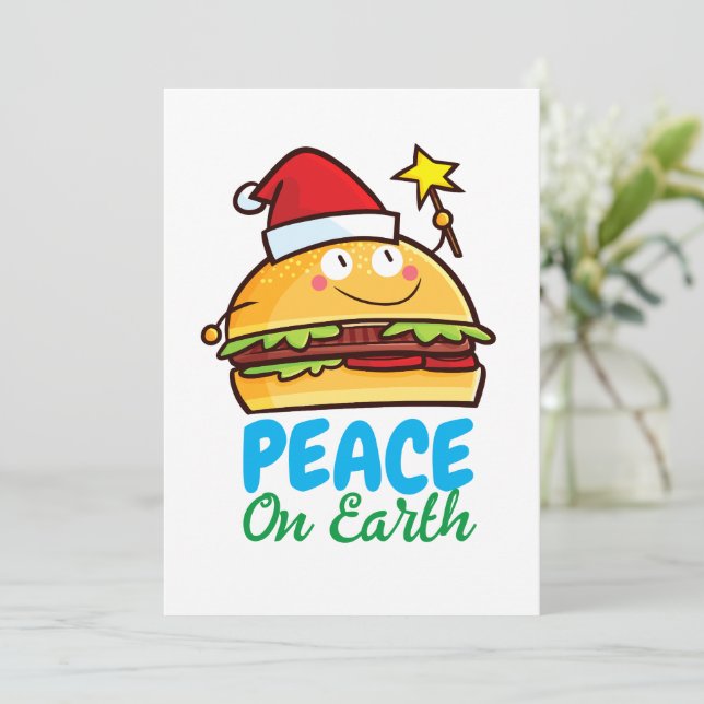 Invitation Paix hamburger personnalisable sur terre (Debout devant)