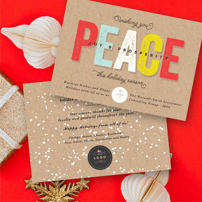 Invitation Paix, Joie Et Prospérité Audacieuse Typographie Af (Peace, Joy And Prosperity Bold & Grunge Typography Business Holiday Greeting Card @ fat_fa_tin)