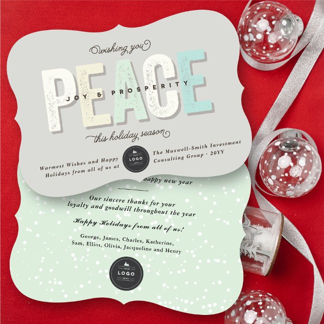 Invitation Paix, Joie Et Prospérité Audacieuse Typographie Af (Peace, Joy And Prosperity Bold & Grunge Typography Business Holiday Greeting Card @ fat_fa_tin)
