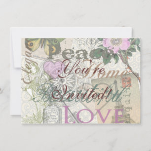 Invitation Paix Vintage Maison Amour Beau