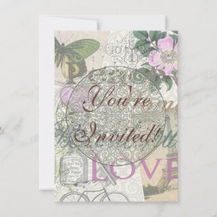 Invitation Paix Vintage Maison Amour Beau