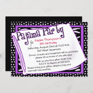 Invitation Pajama Party en noir et violet