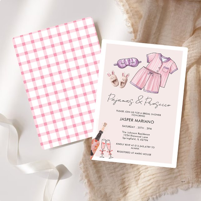 Invitation Pajama Party Stwood PJ Prosecco Fête des mariées (Créateur téléchargé)