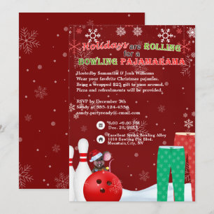 Invitation Pajama Pizza Party Red