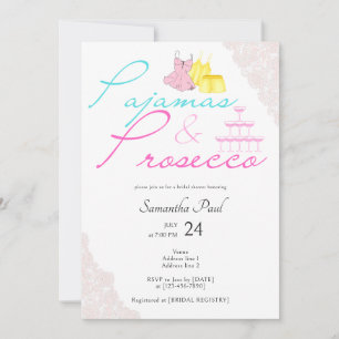 Invitation Pajama Stwood Party PJs & Prosecco Fête des mariée
