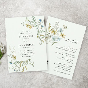 Invitation Pale Green Tout en un Mariage Fleur sauvage délici