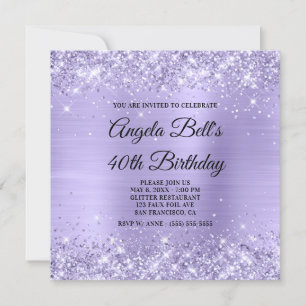 Invitation Pale Lavande Lavande Shimmer Foil Foil Monogramme