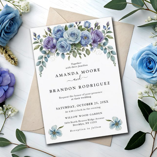 Invitation Pale Lilac Dusty Bleu Jardin botanique Mariage (Créateur téléchargé)