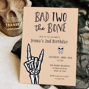 Invitation Pale Peach Bad Deux The Bone 2nd Birday Party