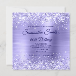 Invitation Pale Periwinkle Parties scintillant et Foil 60e an