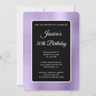 Invitation Pale Purple Foil Noir et blanc 30e anniversaire