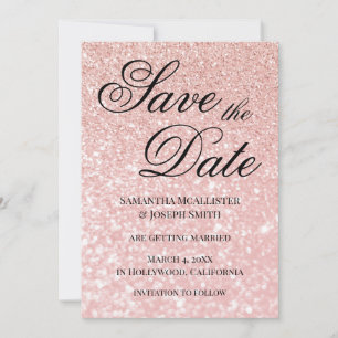 Invitation Pale Rose Gold Bokeh Parties scintillant Enregistr
