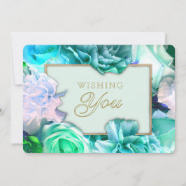 Invitation Pale Teal Rose Secret Gardens Birthday Card
