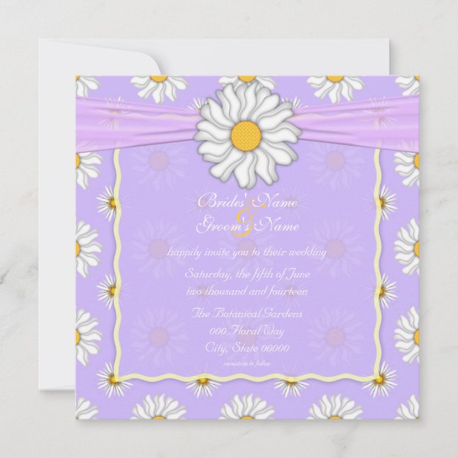 Invitation Pale violet et blanc marguerite Carré floral (Devant)