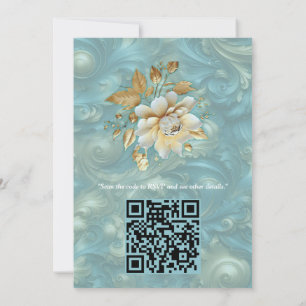 Invitation Palette bleu clair sur la conception de barogue or