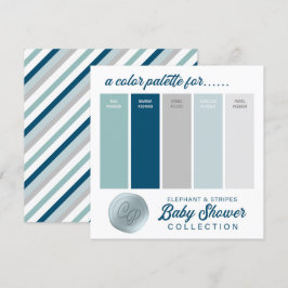 Invitation Palette couleur bleu marine et Baby shower à menth