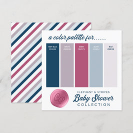 Invitation Palette couleur bleu marine et Baby shower rose