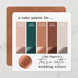 Invitation Palette couleur Mariage en terre cuite vert rustiq
