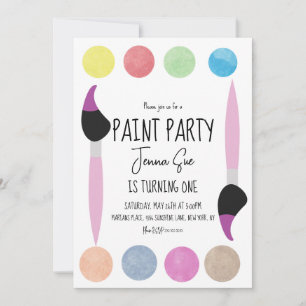 Invitation Palette d'aquarelle pour fête de peinture Premier 