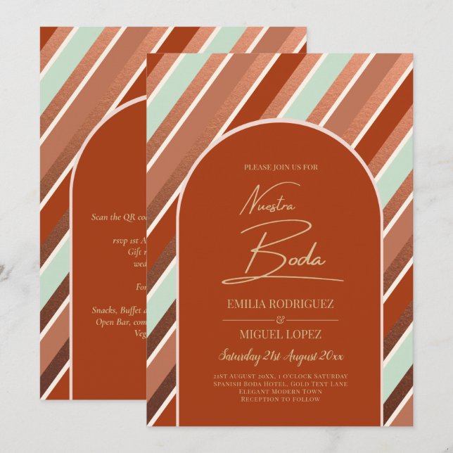 Invitation Palette de couleurs Cinnamon Sage Terracotta Maria (Devant / Derrière)