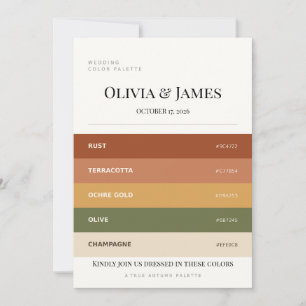 Invitation Palette de couleurs de mariage automnal en terraco