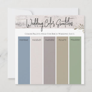 Invitation Palette de couleurs de mariage en bois de bouleau