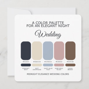 Invitation Palette de couleurs de mariage hivernal bleu marin