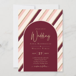 Invitation Palette de couleurs Mariage or rose Bourgogne