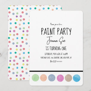 Invitation Palette de peinture à l'aquarelle pour fête d'anni